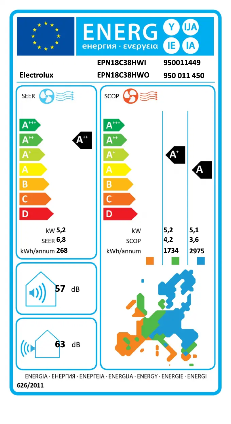 Page 1 of the manual Energy Label Electrolux EPN18C38HWO
