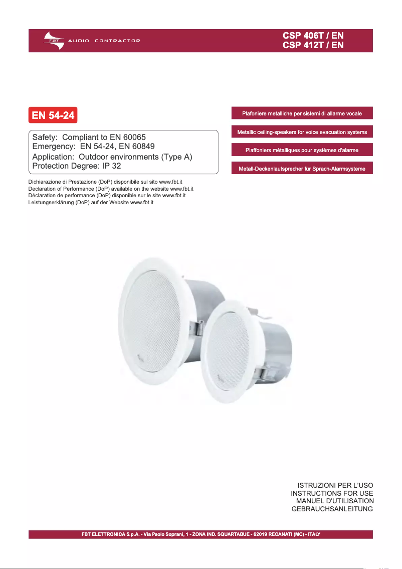 First page image of the manual for CSP 406 T/EN