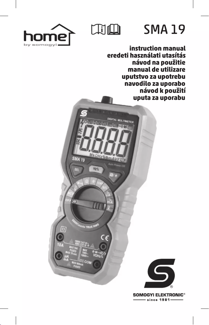 First page image of the manual for SMA 19