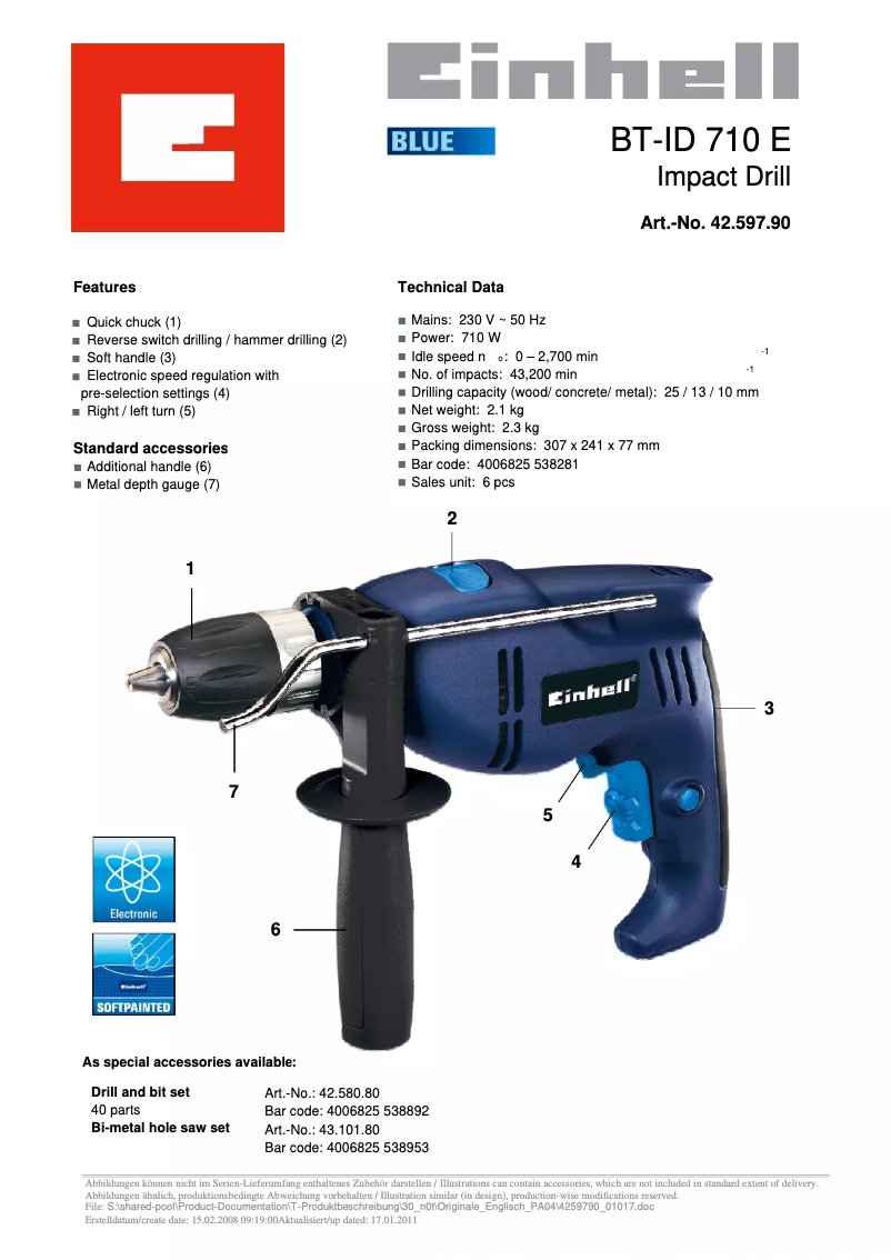 Page 1 of the manual User Manual Einhell BT-ID 710 E