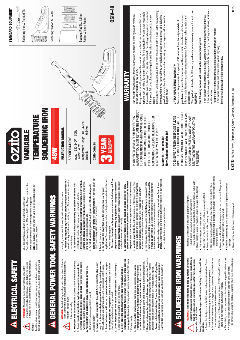 First page image of the manual for OSIV-48