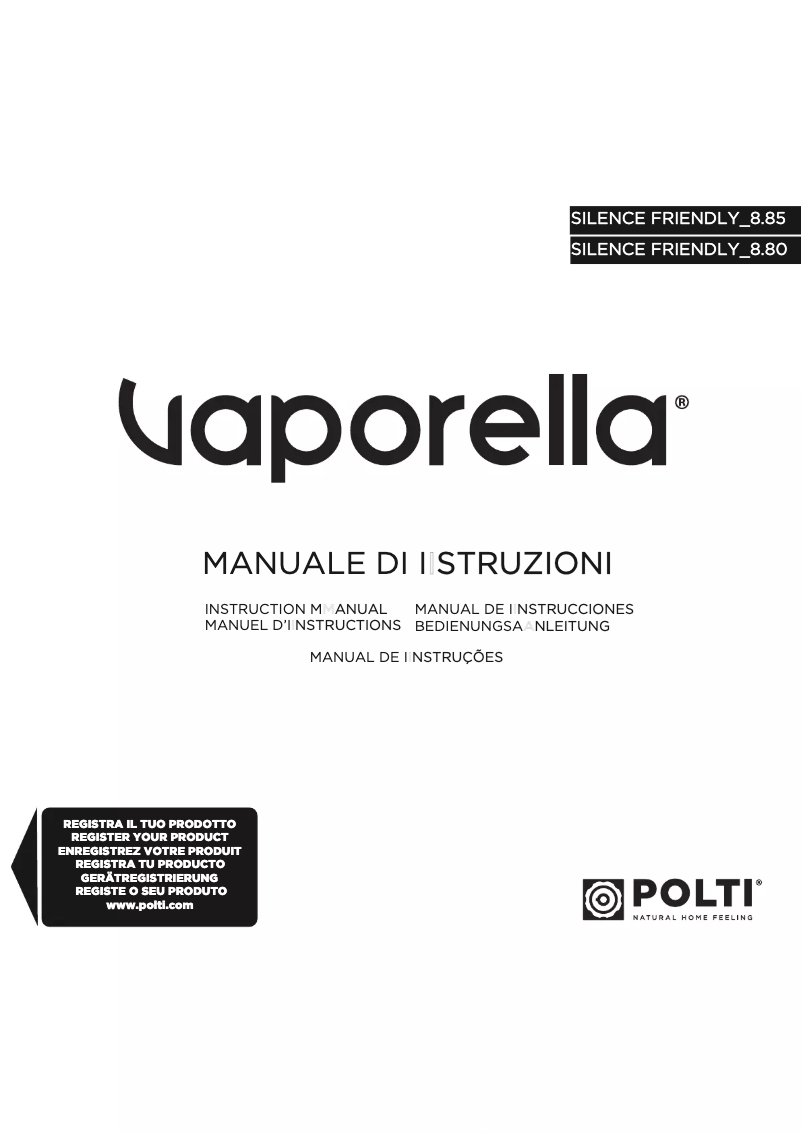 Page 1 of the manual User Manual Polti Vaporella Silence Friendly 8.80