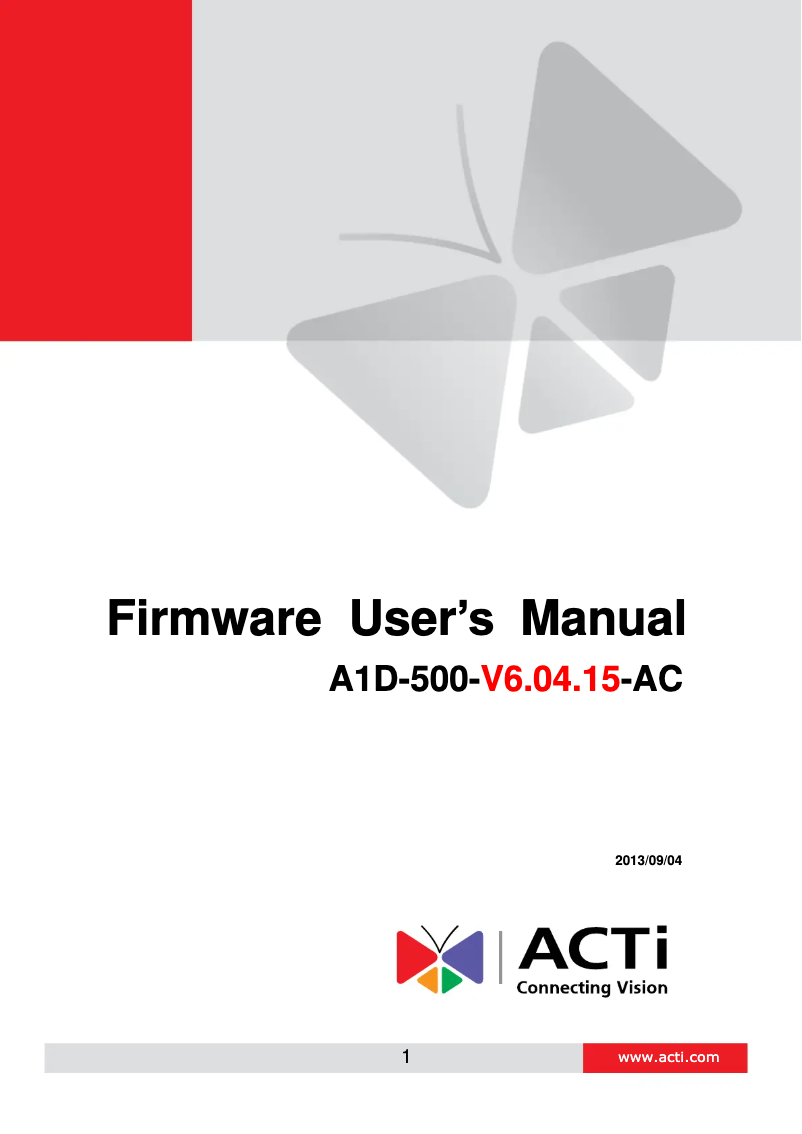 Page 1 of the manual User Manual ACTi E72