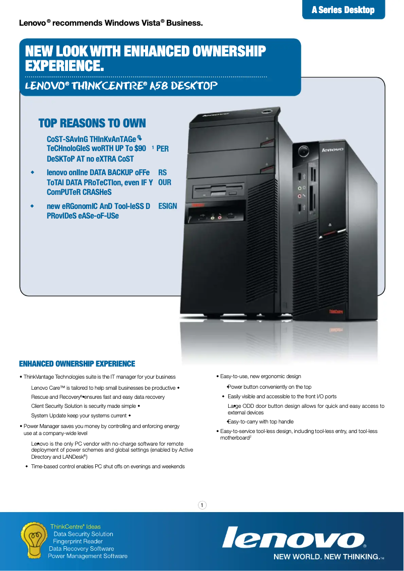 First page image of the manual for ThinkCentre SMS75FR PC