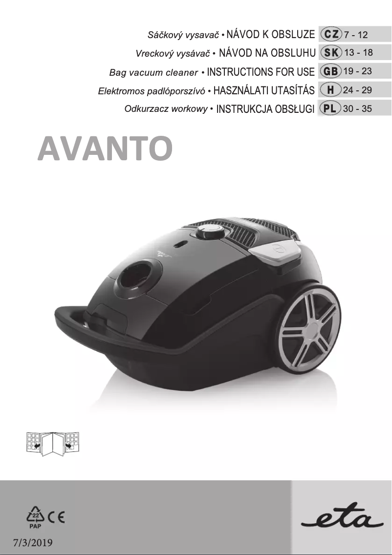 First page image of the manual for Avanto 3519 90000