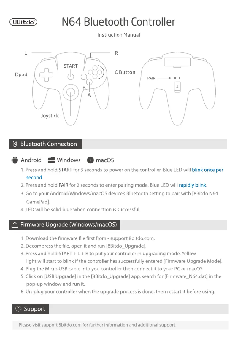 Page 1 of the manual User Manual 8BitDo N64