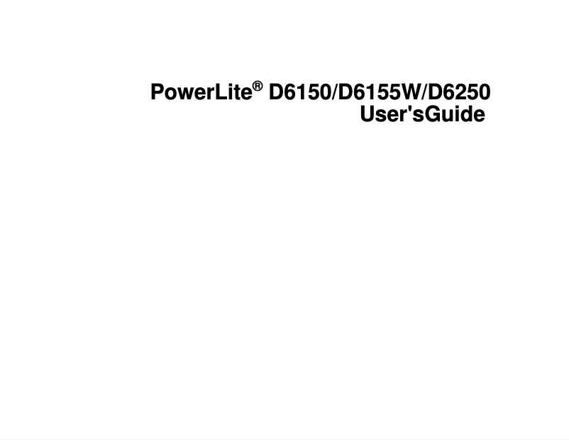 Image de la première page du manuel de l'appareil PowerLite D6150