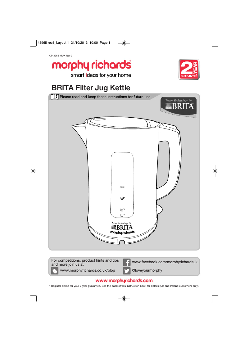 First page image of the manual for Brita
