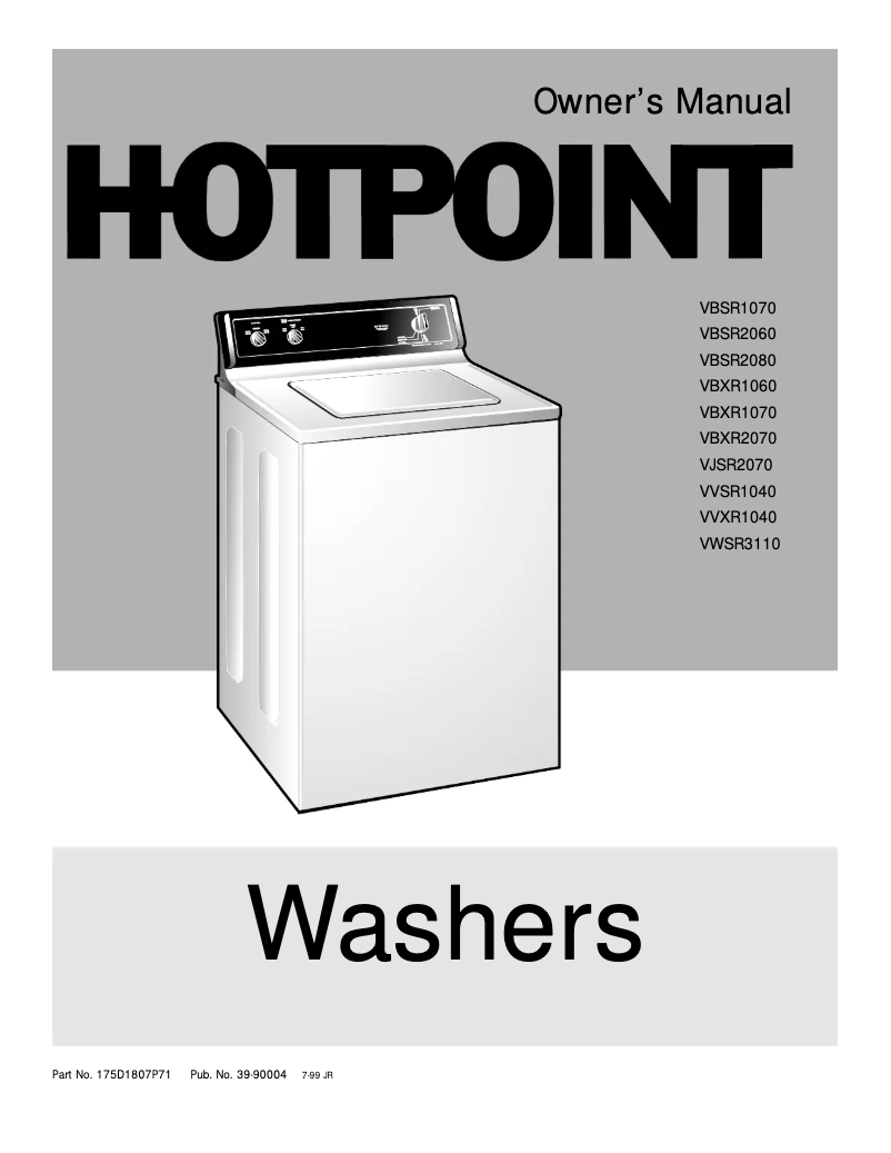 Page 1 of the manual Use and Maintenance Manual Hotpoint VWSR3110WWW