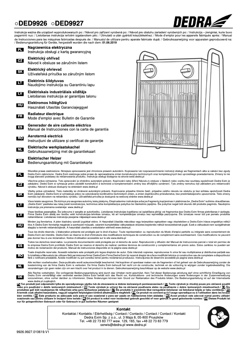 Page 1 of the manual User Manual DEDRA DED9927