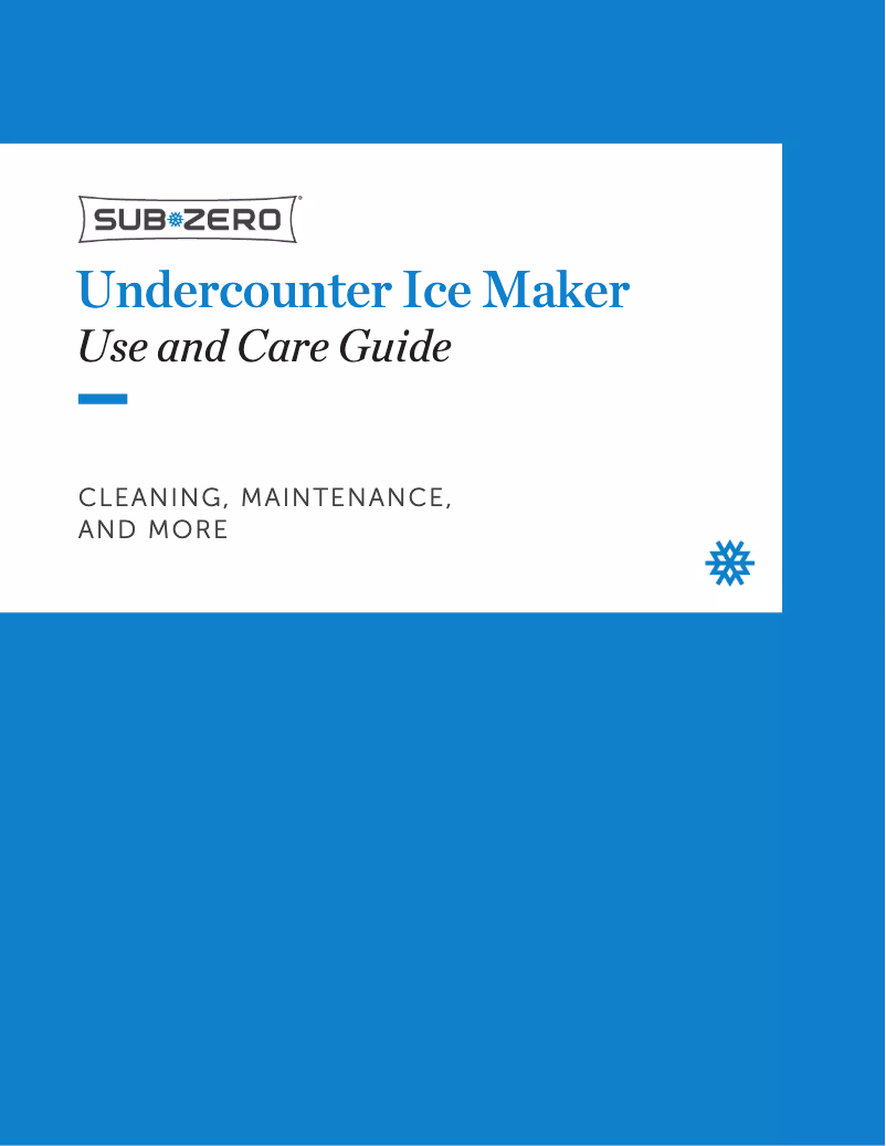 Page 1 of the manual Use and Maintenance Manual Sub-Zero UC-15I