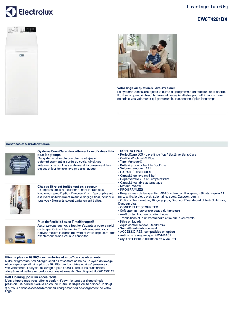 First page image of the manual for EW6T4261DX