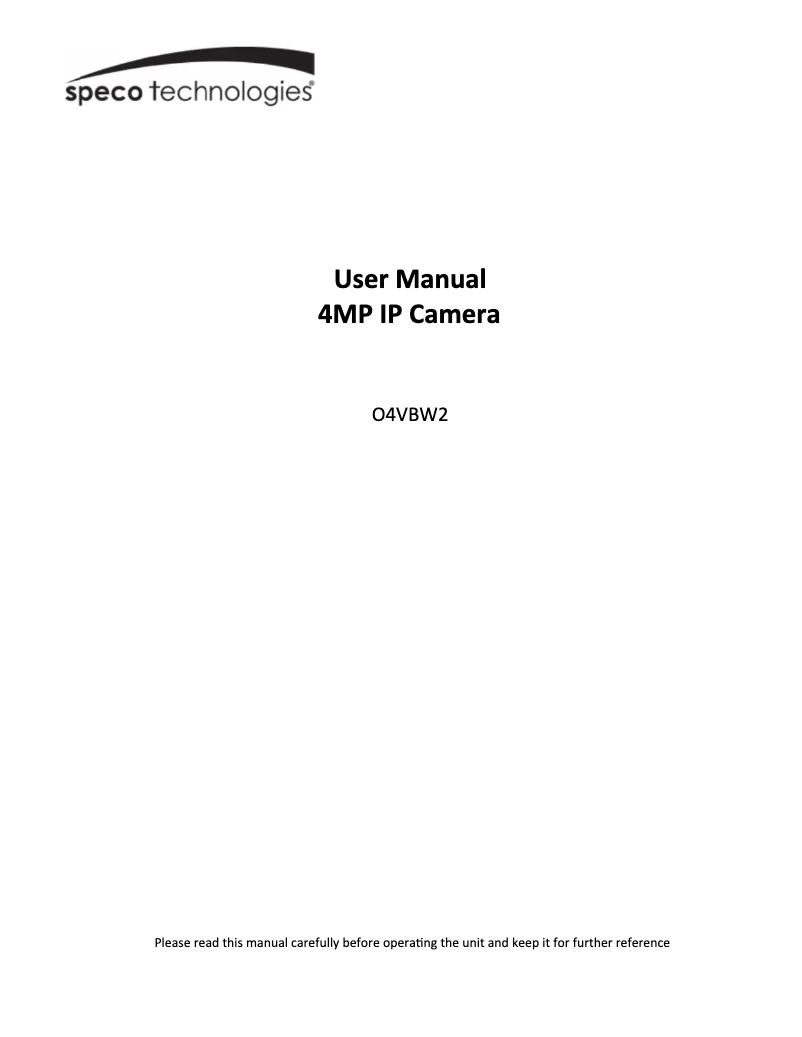Page 1 of the manual User Manual Speco Technologies O4VBW2