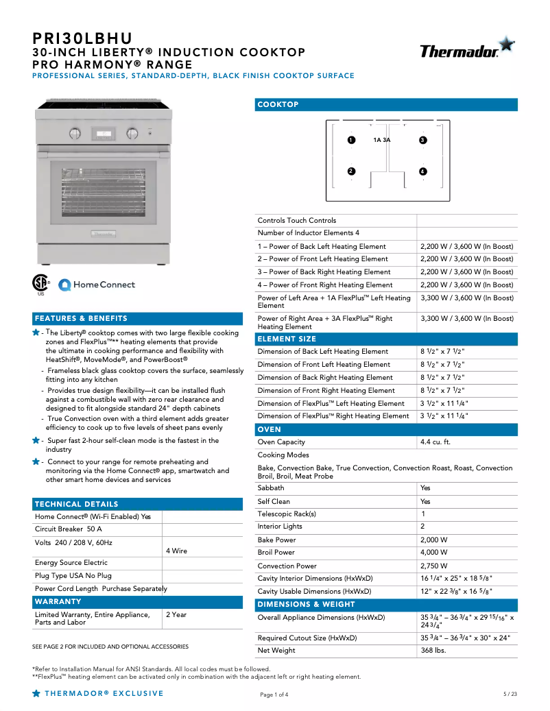 First page image of the manual for PRI30LBHU