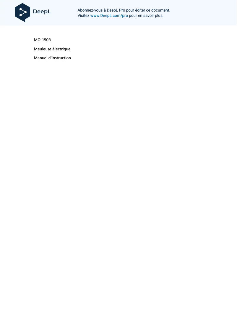 First page image of the manual for MO-150R