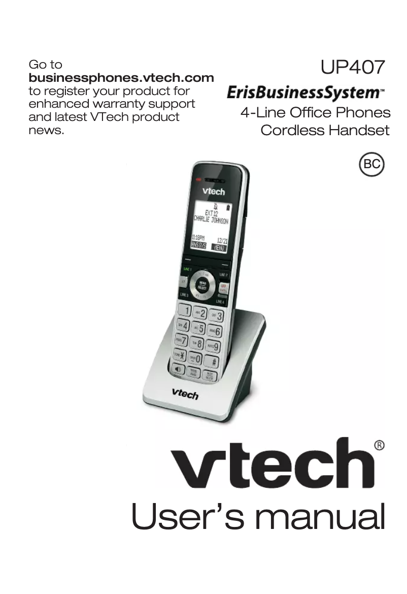 Page 1 of the manual User Manual Vtech ErisBusinessSystem