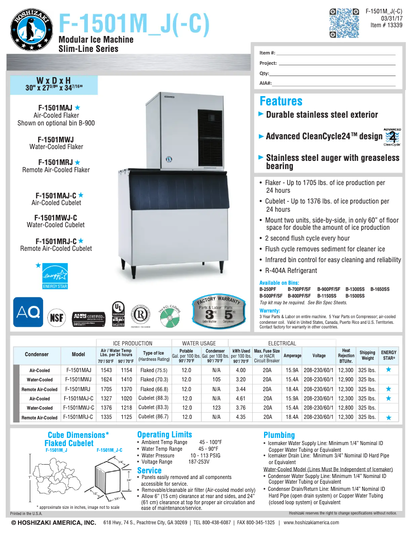 First page image of the manual for F-1501MAJ-C