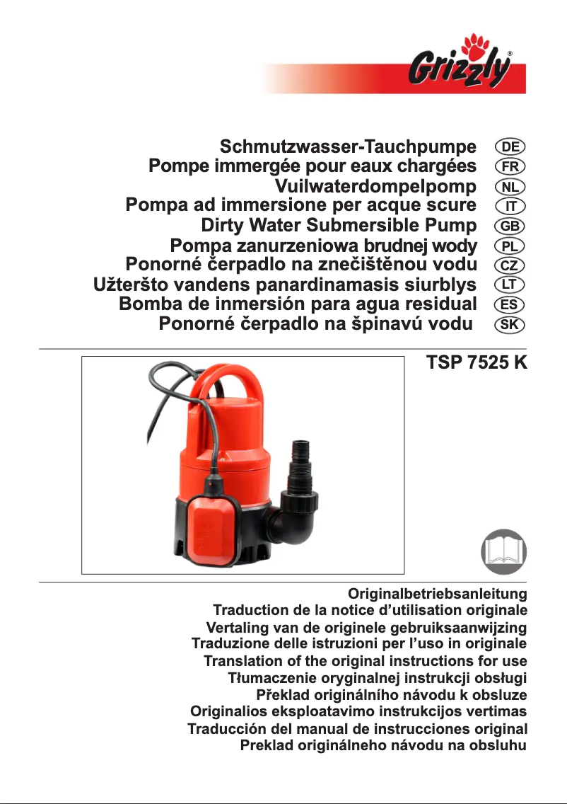 Page 1 of the manual User Manual Grizzly TSP 7525 K