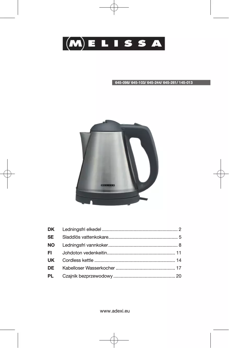 Page 1 of the manual User Manual Melissa 145-013