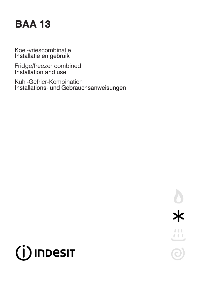 Page 1 of the manual User Manual Indesit BAA 13