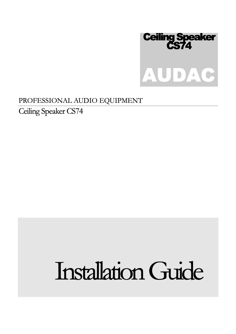 Page 1 of the manual User Manual Audac CS74