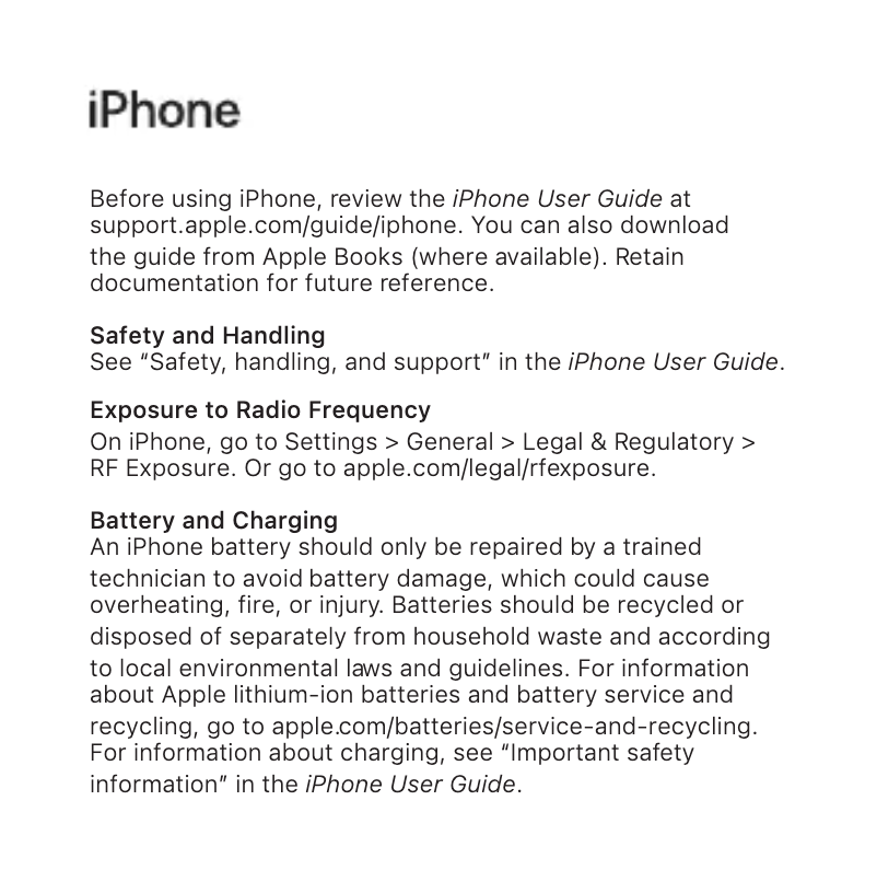 Page 1 of the manual Technical Sheet Apple iPhone 13 mini