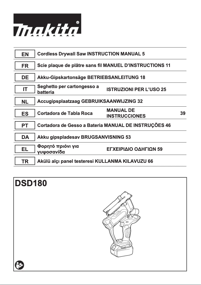 Page 1 of the manual User Manual Makita DSD180