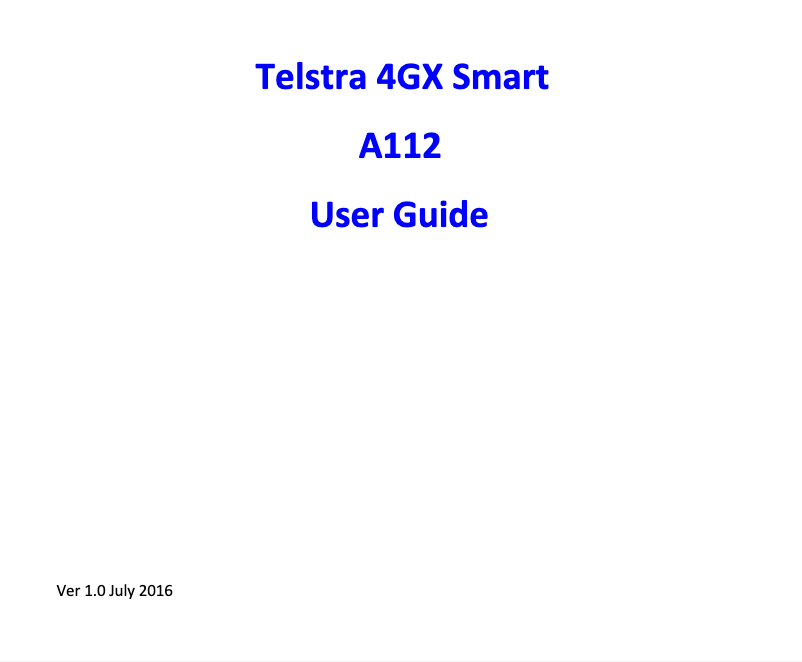 First page image of the manual for Telstra 4GX Smart