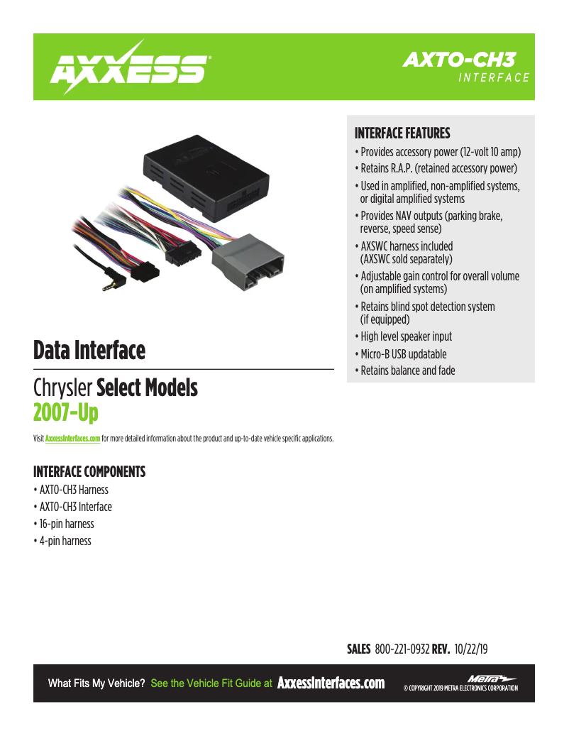 First page image of the manual for AXTO-CH3