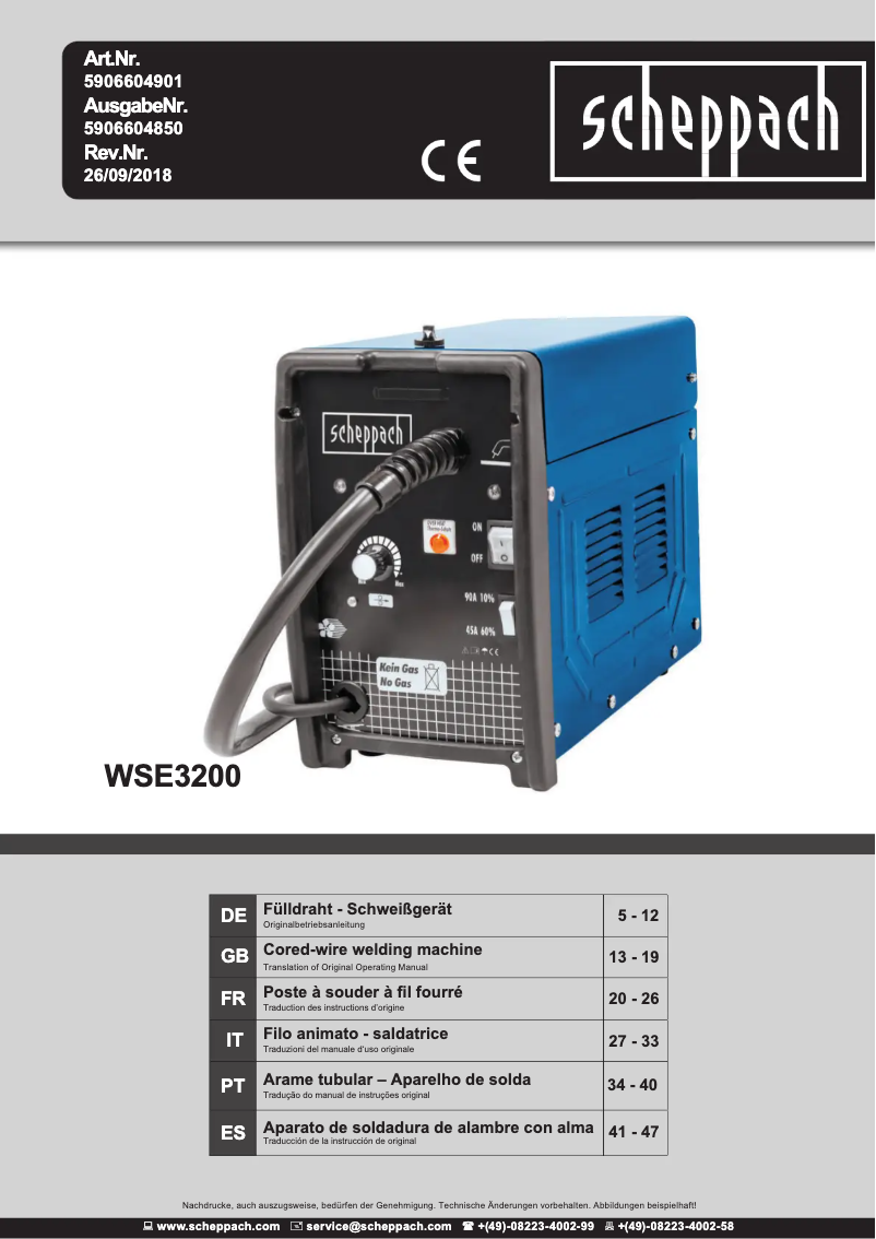Page 1 of the manual User Manual Scheppach WSE3200