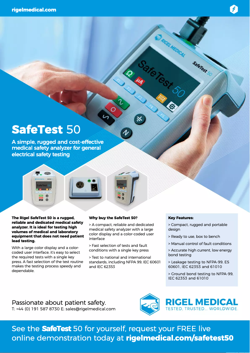 First page image of the manual for SafeTest 50