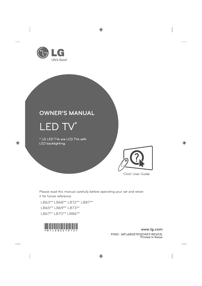 Page 1 of the manual User Manual LG 42LB650V