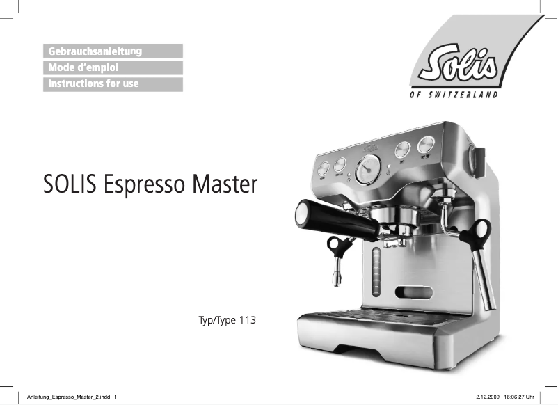 First page image of the manual for Espresso Master 113