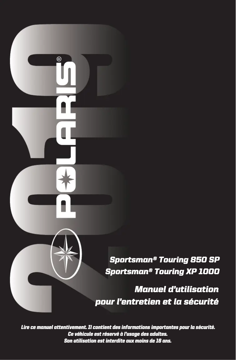 Page 1 of the manual User Manual Polaris Sportsman Touring 850 SP (2019)