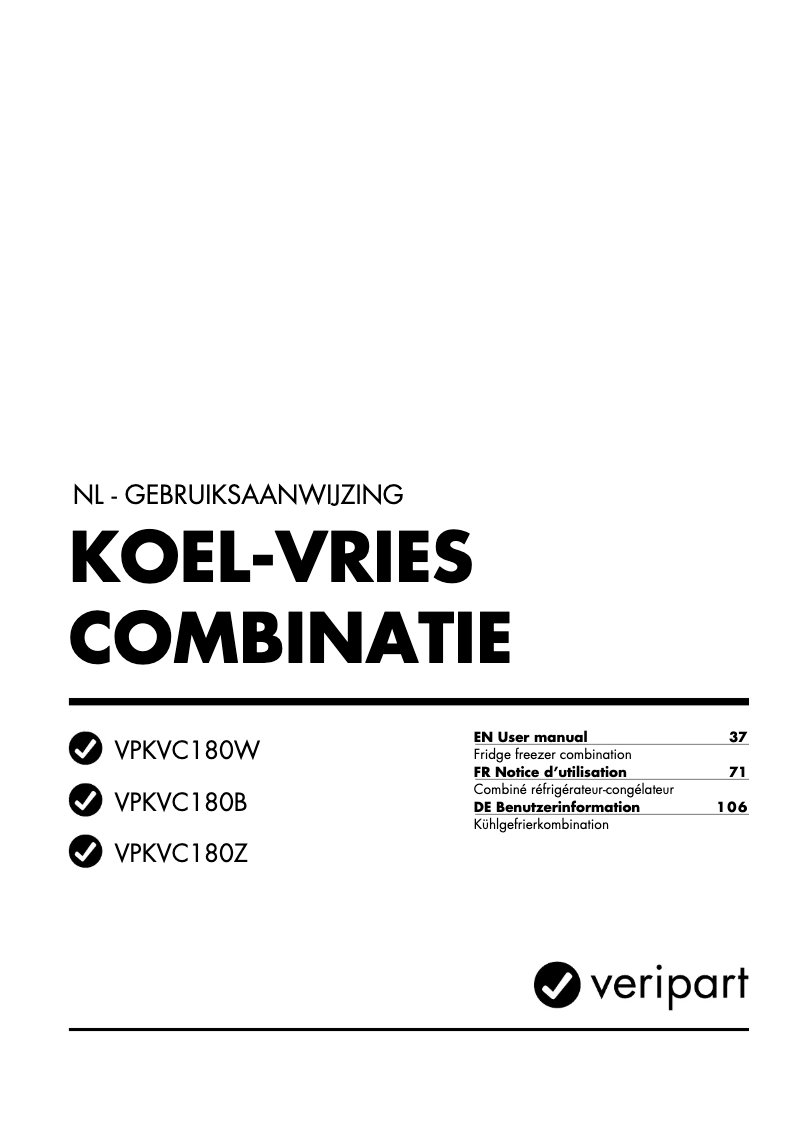 First page image of the manual for VPKVC180B