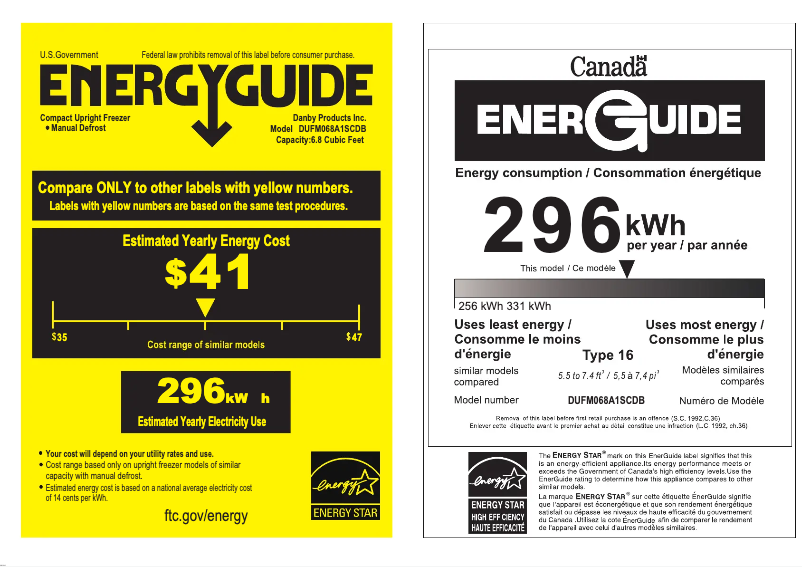 Page 1 of the manual Energy Label Danby DUFM068A1SCDB