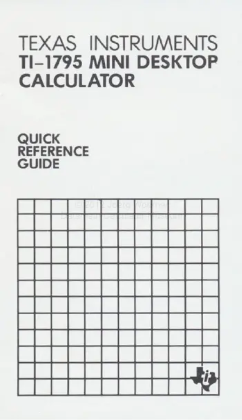 Page 1 of the manual User Manual Texas Instruments TI-1795