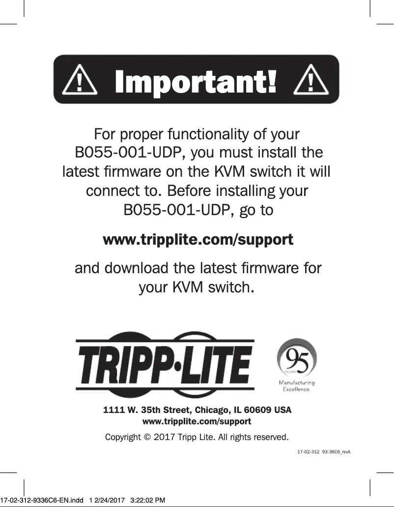 First page image of the manual for B055-001-UDP