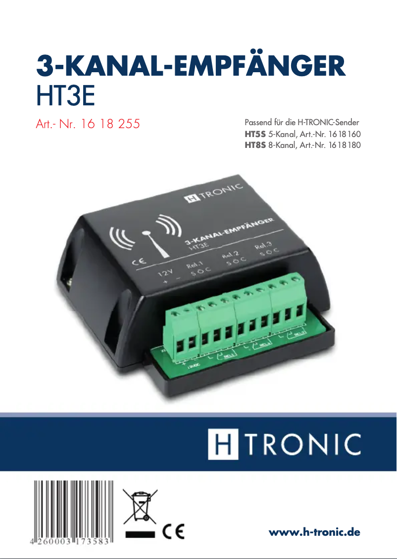 First page image of the manual for HT3E