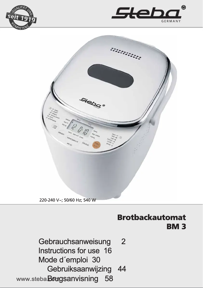 Page 1 of the manual User Manual Steba BM 3