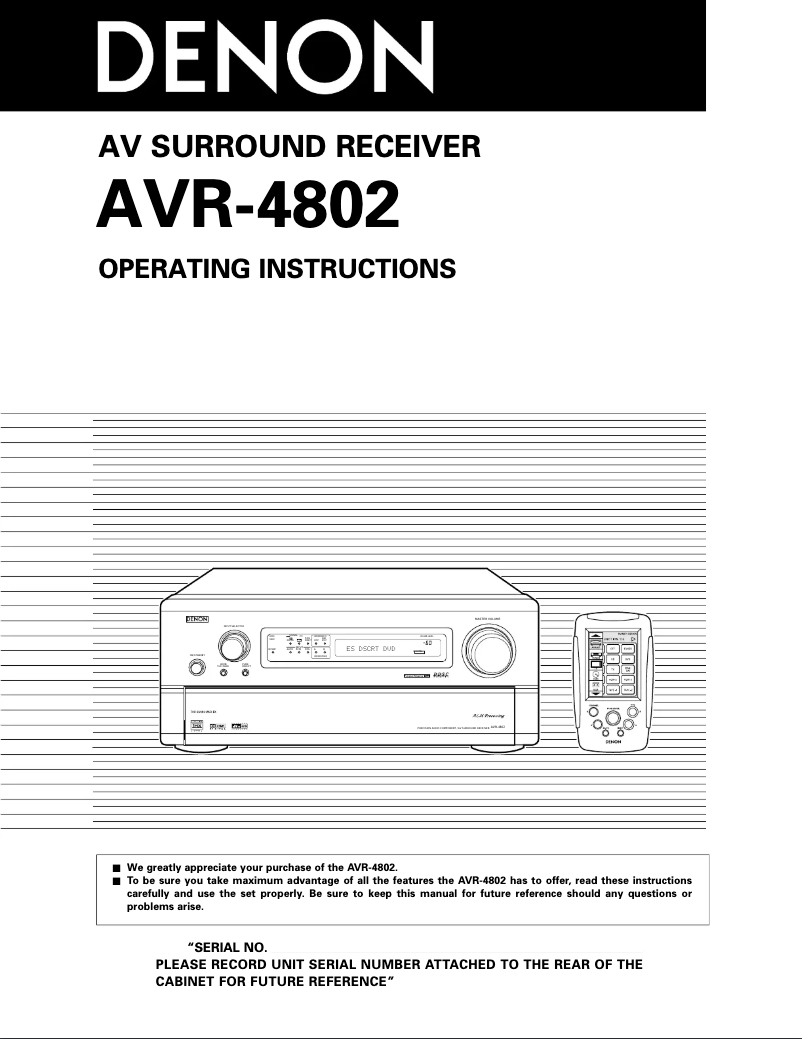 First page image of the manual for AVR-4802