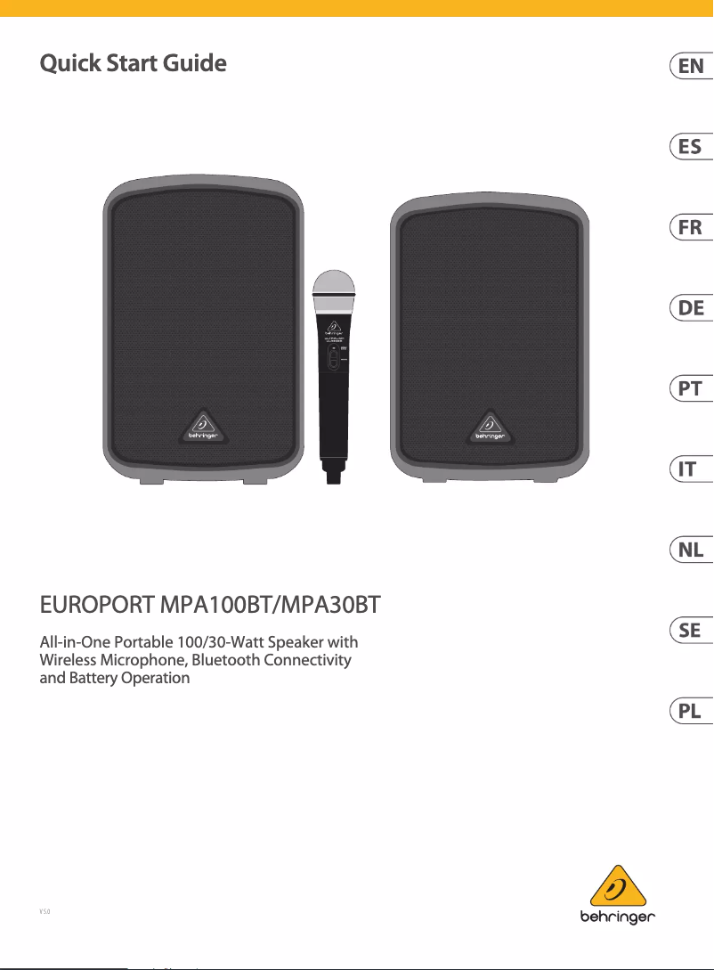 Page 1 of the manual User Manual Behringer Europort MPA100BT