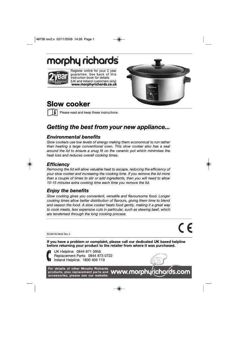 Page 1 de la notice Manuel utilisateur Morphy Richards 48738