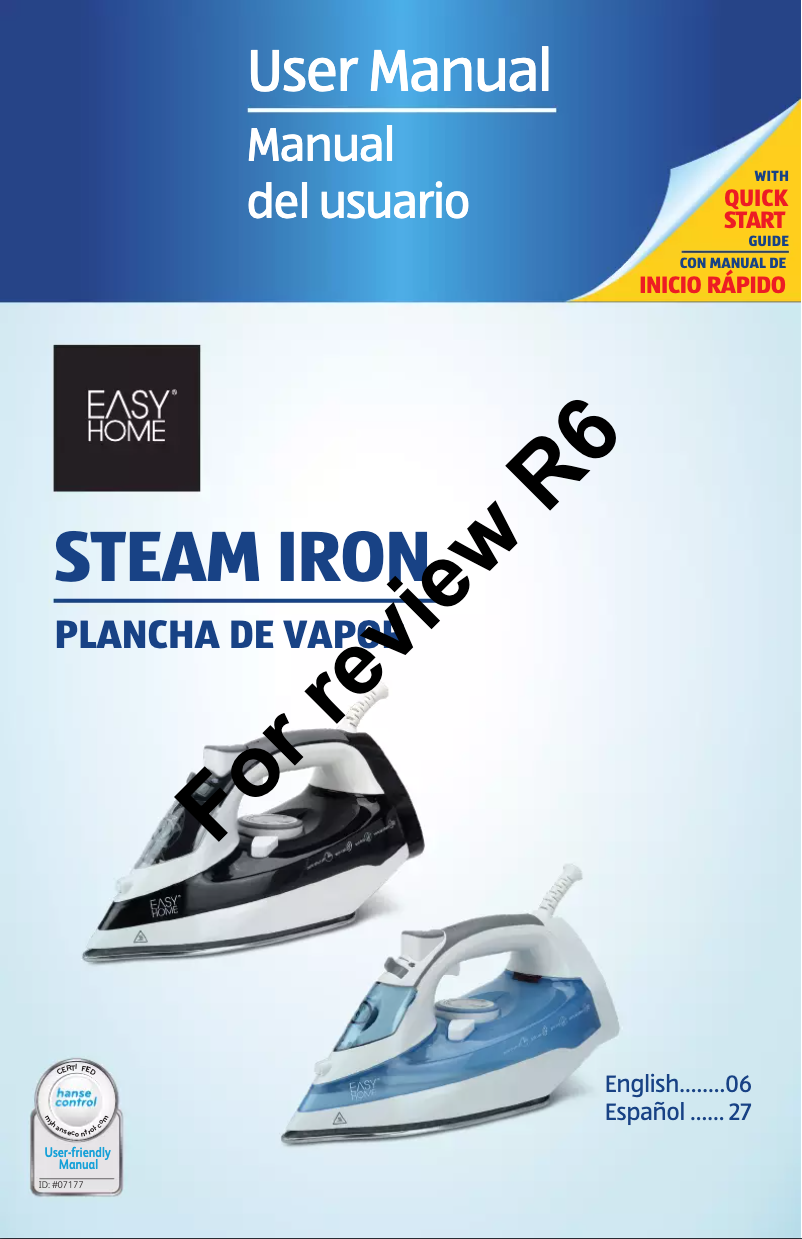 First page image of the manual for Steam Iron 95986