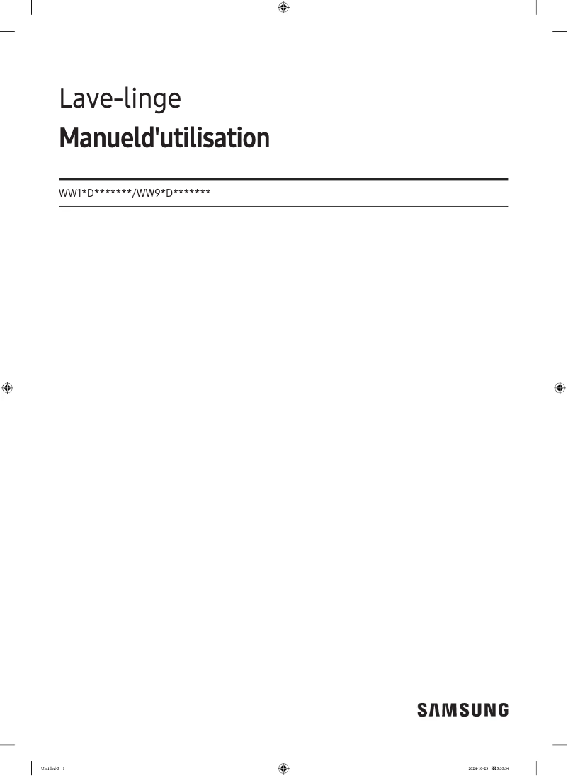 First page image of the manual for WW11DB8B9FGB