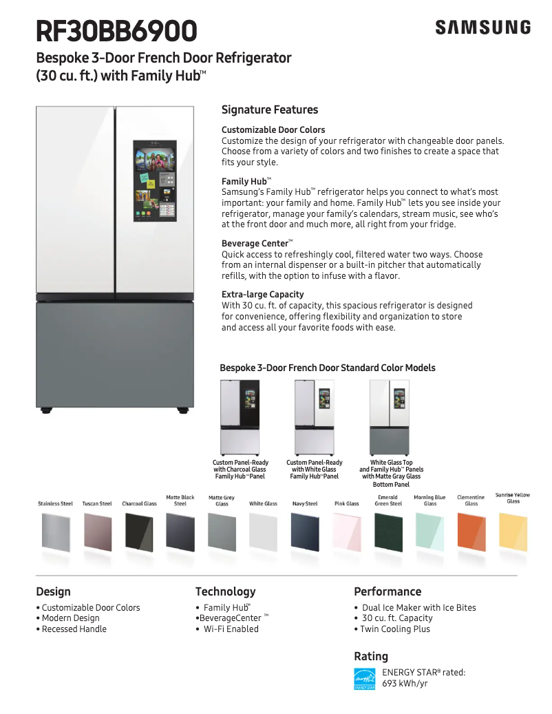First page image of the manual for RF30BB69006M