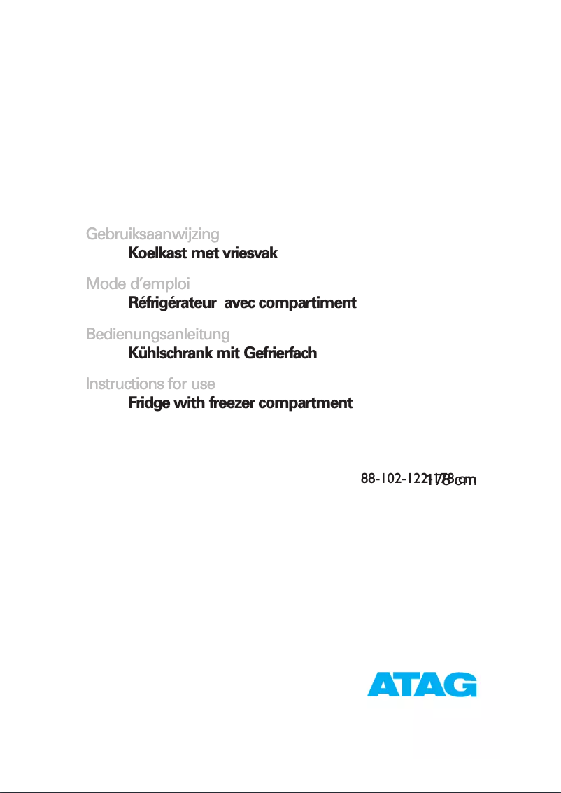 Page 1 de la notice Manuel utilisateur Atag KS31122B