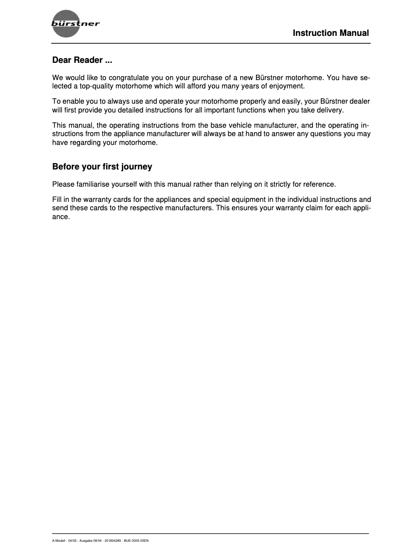 First page image of the manual for A-Modell (2005)