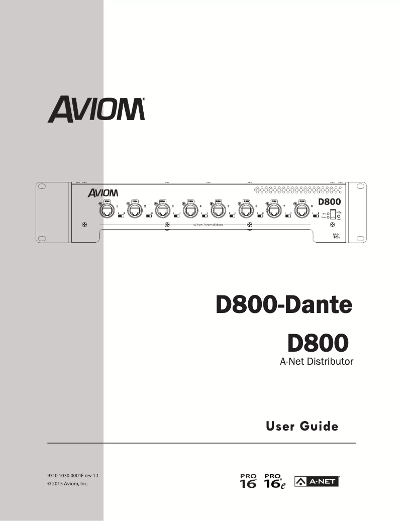 First page image of the manual for D800