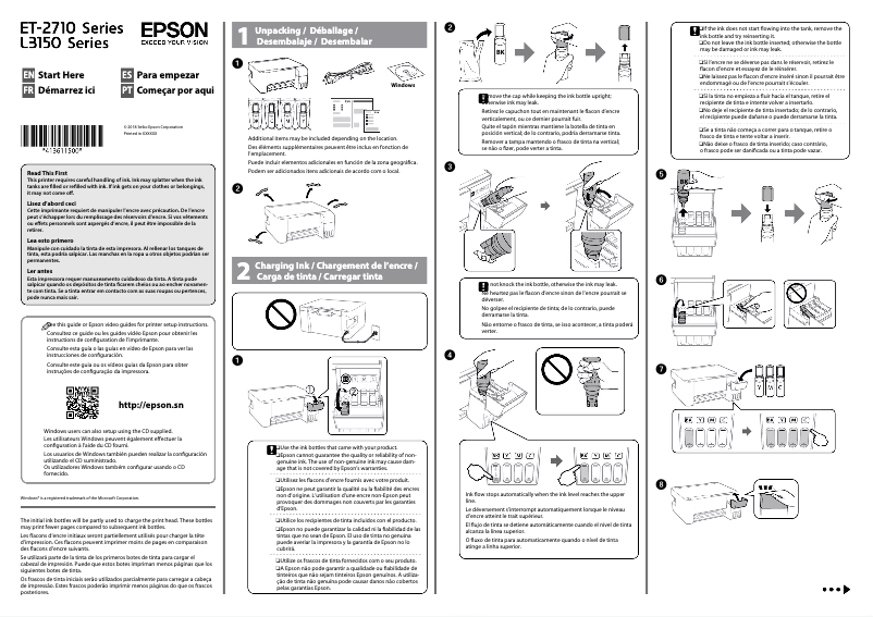 Page 1 of the manual Installation Guide Epson EcoTank L3151